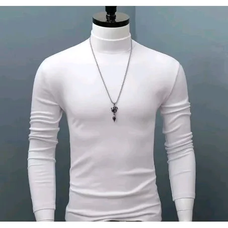 T-shirts Men Long Sleeve Half Turtleneck Pullover Tops Male