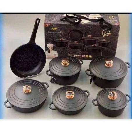 6 Set Non-stick Die Cast Iron Pot Set Cookware- Non-Toxic