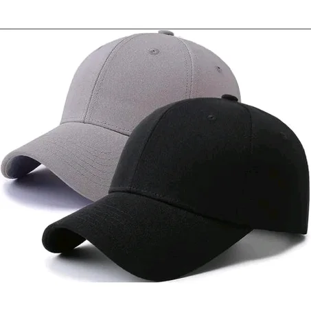 2 Pieces Plain Face Cap: Black & Ash