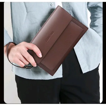 Mens Leather Anti-theft Brown Wallet Clutch Purse