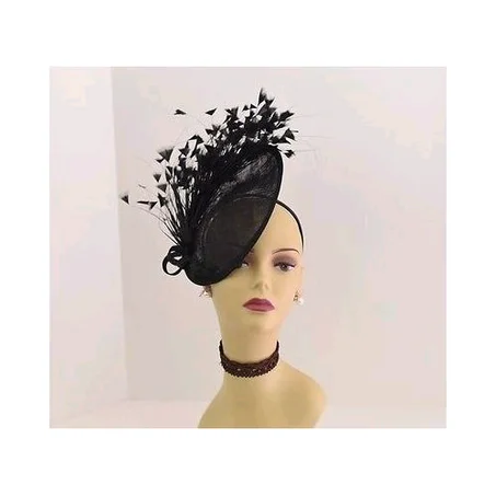 Exclusively Embellished Black Fascinator With Feathers