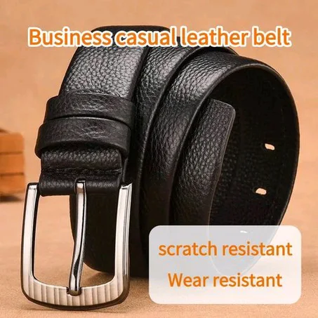 Men's business casual belt with scratch-resistant and wear-resistant classic pin buckle design suitable for daily and office wear