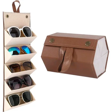 5 slot eyeglasses case box sun glasses organizer holder bag