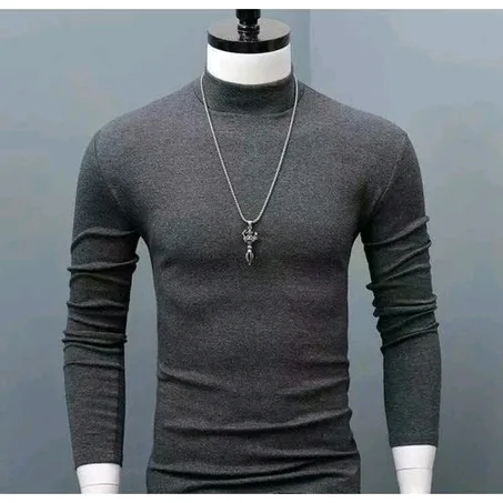 T-shirts Men Long Sleeve Half Turtleneck Pullover Tops Male