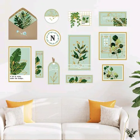 Green plant photo frame wall Stickers, Modern Home Décor