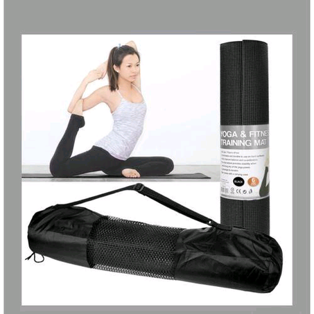 Thick Yoga Mat Non-Slip Exercise Mat With Carrying Bag (BLACK)