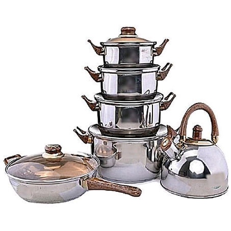 Set Of 6 Cooking Pot, Fry Pan And Kettle