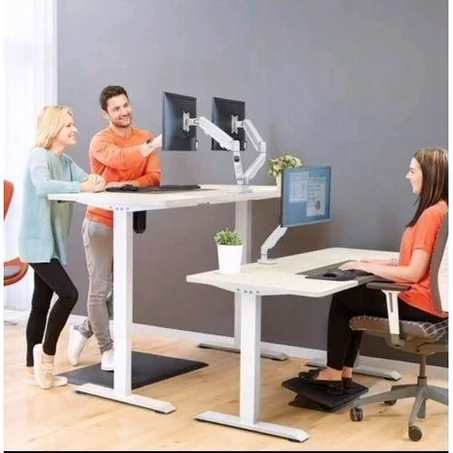 Adjustable Electric Table 1.2 Mtr & Dual Arm Monitor Hanger 27"-32"