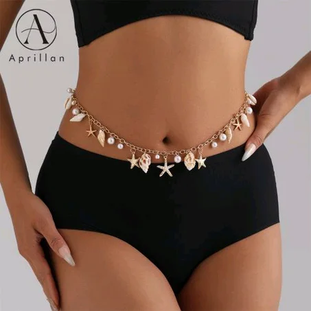 Aprillan Women Waist Chain Beach Bikini Body Chain Shell Pendant