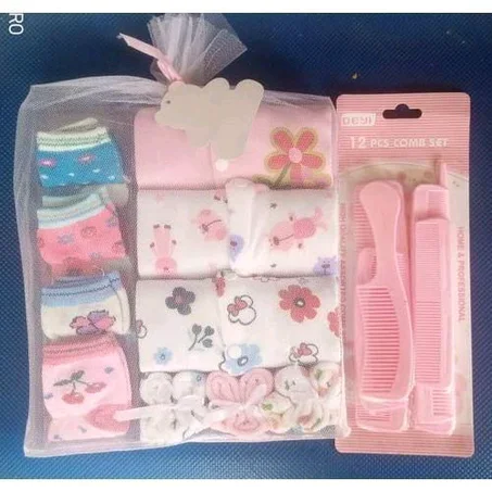 Baby Sleep Suit,Socks,Wash Cloth, And Comb Set(Combo Pack)