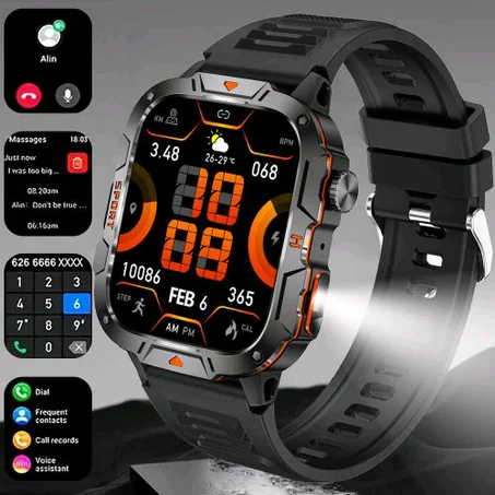 Olykas 2025 Rugged Smart Watch Men Wireless Call Waterproof Sport