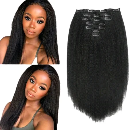 Clip Hair Wig European And American Yakka African Women's Long Straight Hair 16 Card 7-piece Set Yaki Kinky Straight