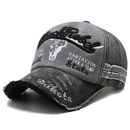 Unisex Vintage Denim Baseball Cap – Grey Sun Hat with Embroidered Lettering & Adjustable Fit