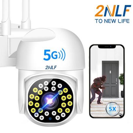 2NLF 5g Wifi Security Cameras With LED Alarm 1080p White