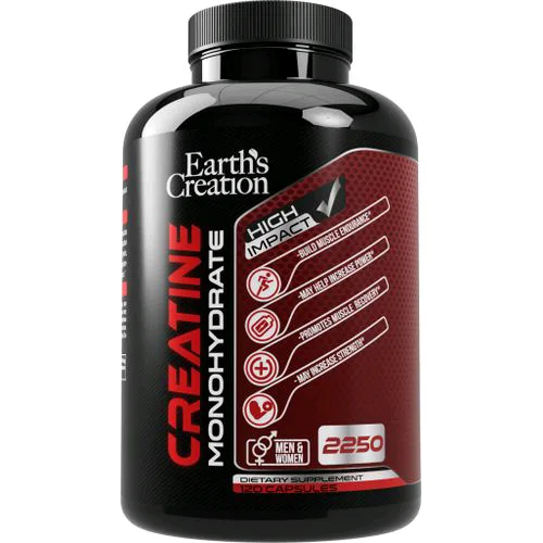 Earth's Creation Creatine Monohydrate Micronized 2250mg - 120 Capsules