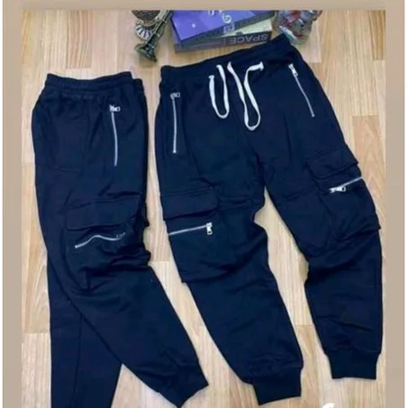 1 Black Cargo Combat Jogger With Four ZIP For Men And Women