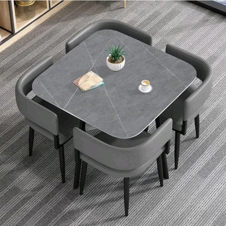 Luxury Dinning Square Table + 4 Sitting Chairs