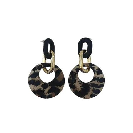 Leopard Print Casual Drop Earrings Alloy Enamel Coated Daily Jewelry