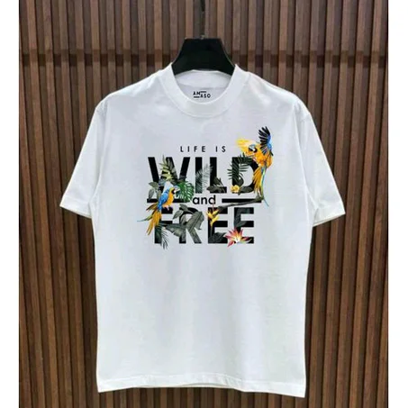 White Quality Tshirt- Wild and Free- cotton