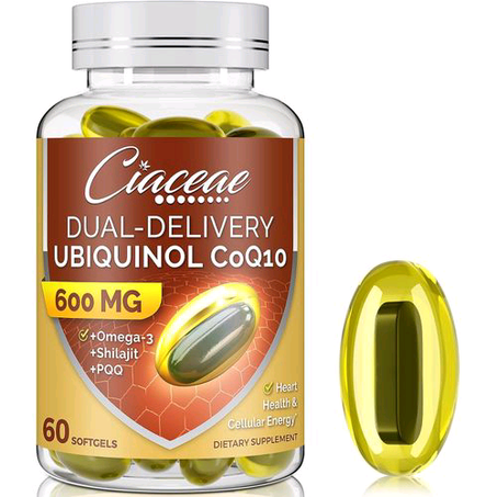 Ciaceae Ubiquinol 600MG With Omega-3 & Shilajit & PQQ, 60 Softgels