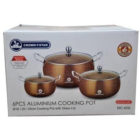 Pot Crown Star 3 Pcs Premium Royalty Gold Plated Non Stick Pots