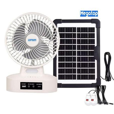 Megatop EcoRev 7inches 3in1 Solar Rechargeable Table Fan+Solar Panel+Bulbs