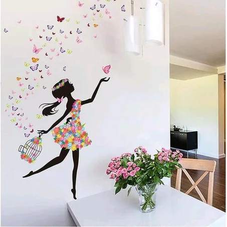 Black Friday deal Birdcage Girl Children Room Home Decal Flower Wall Sticker
