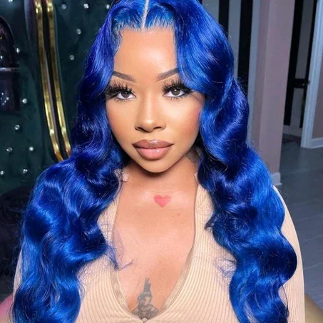 32inches Blue Bodywave Fiber Hair Wig