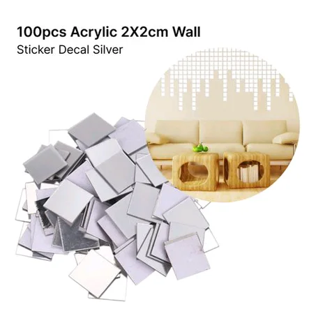 100pcs Luxury 3D Silver Shiny Mirror Wall Sticker 2x2cm