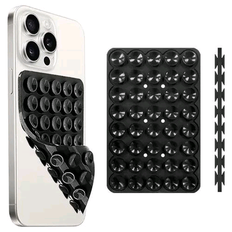 2PCS Double Sided Silicon 40cups Suction Phone Holder- Black