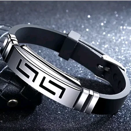 New Cuff Silicone Bracelet Titanium Stainless Steel