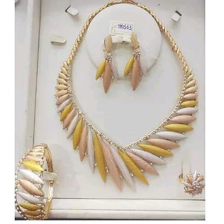 Gold Necklace Earring Bangle And Ring Jewelry Set