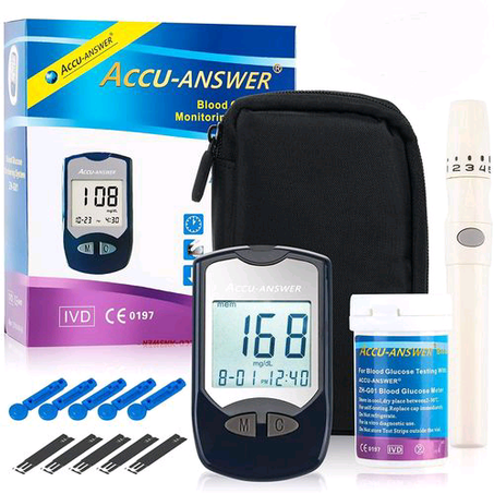 Accu-Answer Accu Answer Digital Blood Glucose Monitors Glucometer Blood Sugar Diabetes Tester Monitors Kit