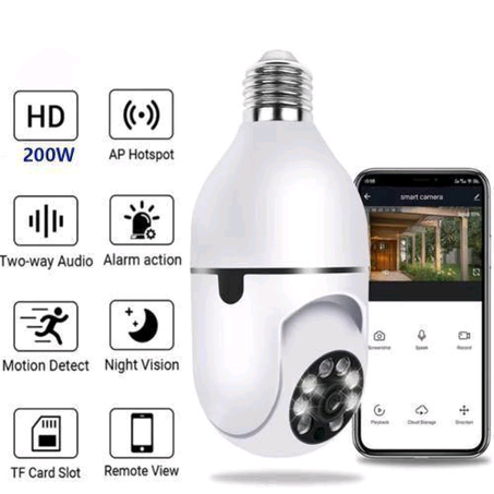 2.4G Wifi Blub LED Light Camera 200w Remote Monitoring Night Vision 1080P With 16GB