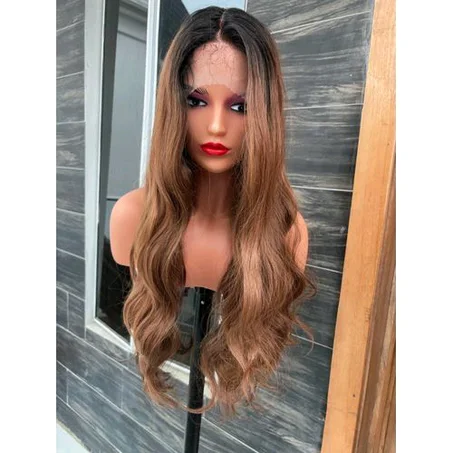 28inches Brown Hightlighted Wavy Fiber Hair Wig