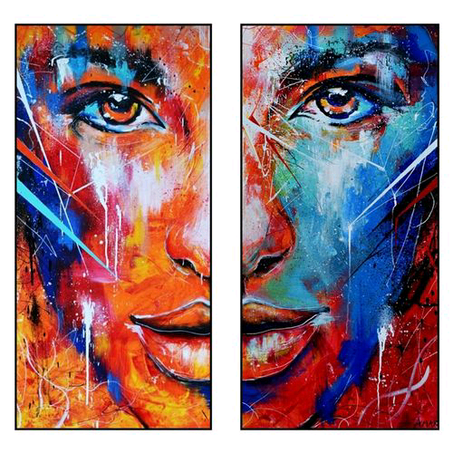 2set Beautiful Abstract Half Woman Face Canvas