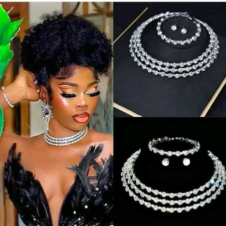 Elegant shiny jewelry set non tarnish earring and necklace for women