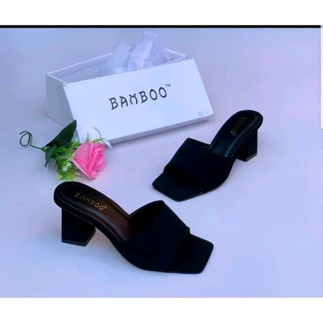 Ladies Fashion Heel Slippers - Blk
