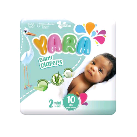YARA Baby Diaper Size 2 Mini 3-6 Kg, Small Pack (10 Pcs)