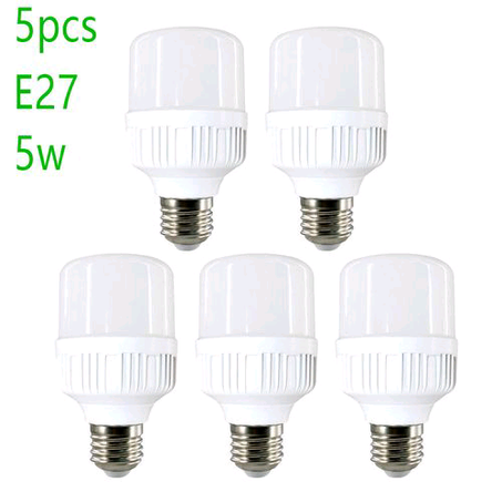 5Pieces Home Light Bulb LED E27-5W-Cool White Light