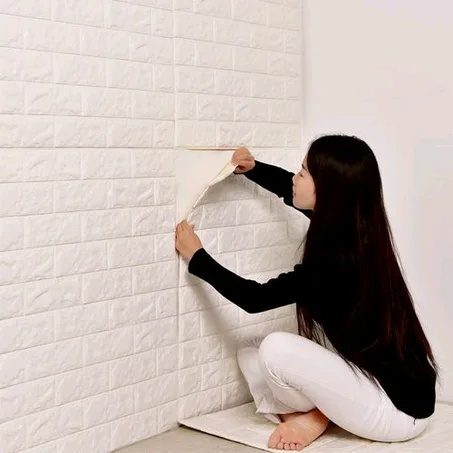 White Pe Foam 3d Self Adhesive Wallpaper Sticker 70x77cm