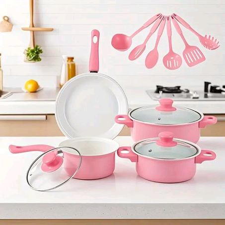 13 Piece Set Non-Stick Pots And Kitchenware Utensil Frying Pan Cookware Set