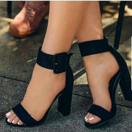 Ladies Open Toe Heels Sandal-black