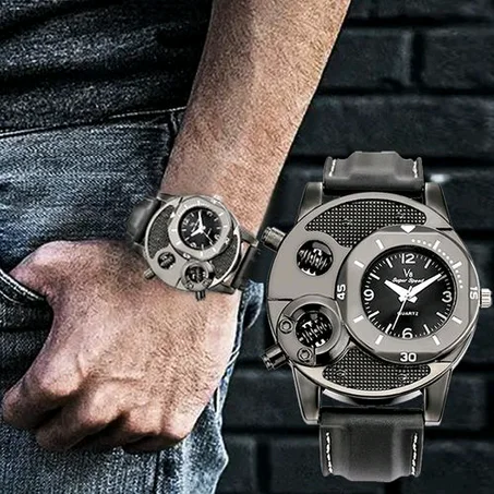 V8 Wrist Watches Men's Sport Waterproof Quartz Watch- Black