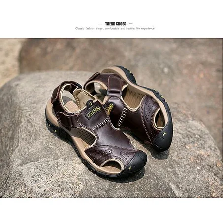 Men Sling Back Genuine Leather Soft Sole Sandal-DARK-BROWN ₦ 41,500 ₦ 55,000
