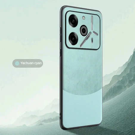 Tecno Pova 6 Neo Color-block Leather Protective Case Cyan