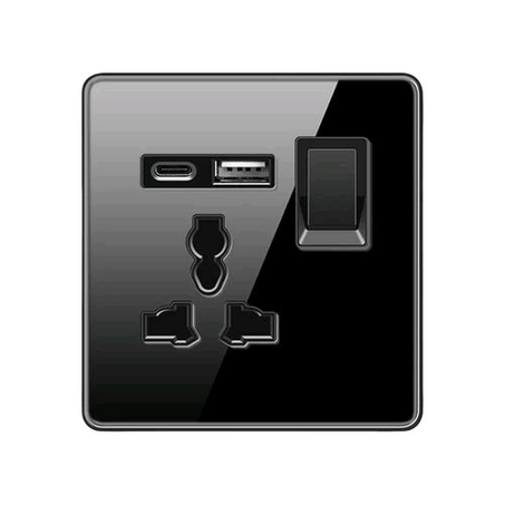 10pcs Of 13A Wall Socket With USB And Type-C Ports