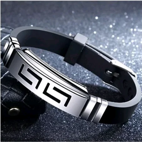 Titanium Stainless Steel Silicone Leather Bracelet