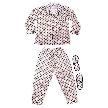 Unisex Children Pyjamas Night Wear Cotton With Slippers