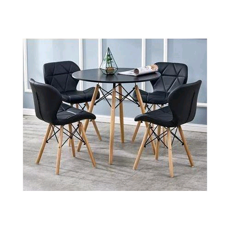 WOODEN Dining Table With WOODEN LEGS & 4 TOP LEATHER Dinning Chairs